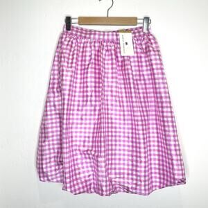 Marisa Baretelli Pink Gingham Thai Silk Skirt Womens 6 A Line Poof